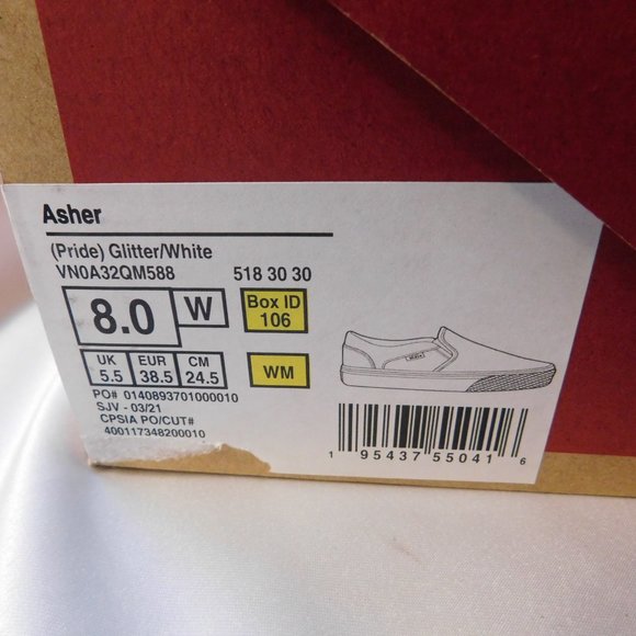 VANS Asher Pride Glitter Sneakers Size 8 New - Picture 6 of 6